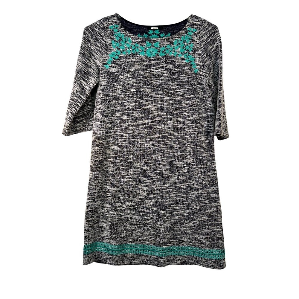 THML Anthropologie Embroidered Dress Women’s Large White Turquoise Blue Boho